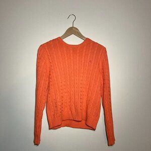 Lauren Ralph Lauren Orange 100% Cotton Cable Knit Sweater